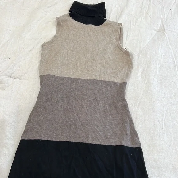 INC Sweater dress turtleneck Grey Black Taupe - Picture 2 of 5
